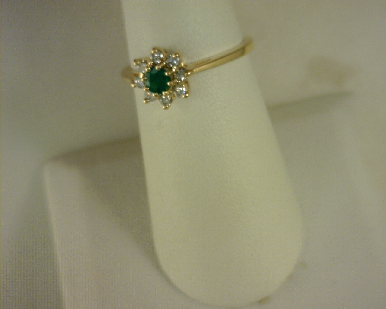14kt .196cttw Emerald and Diamond .288cttw Ring