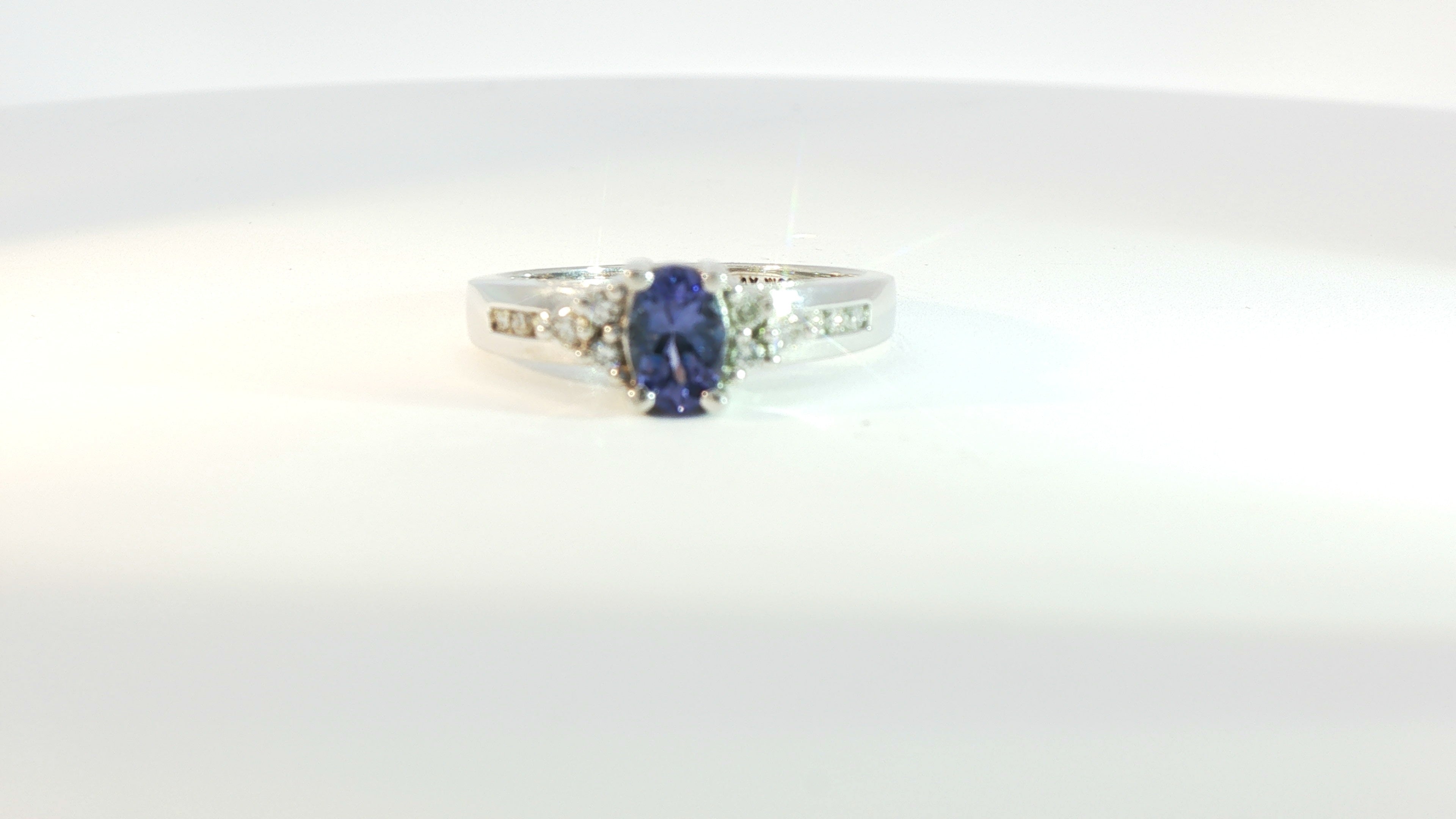 Diamond and Tanzanite Ring 14K White Gold