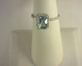 Diamond and Aquamarine Ring 14K White Gold .36ct Diam; 1.34ct Aq