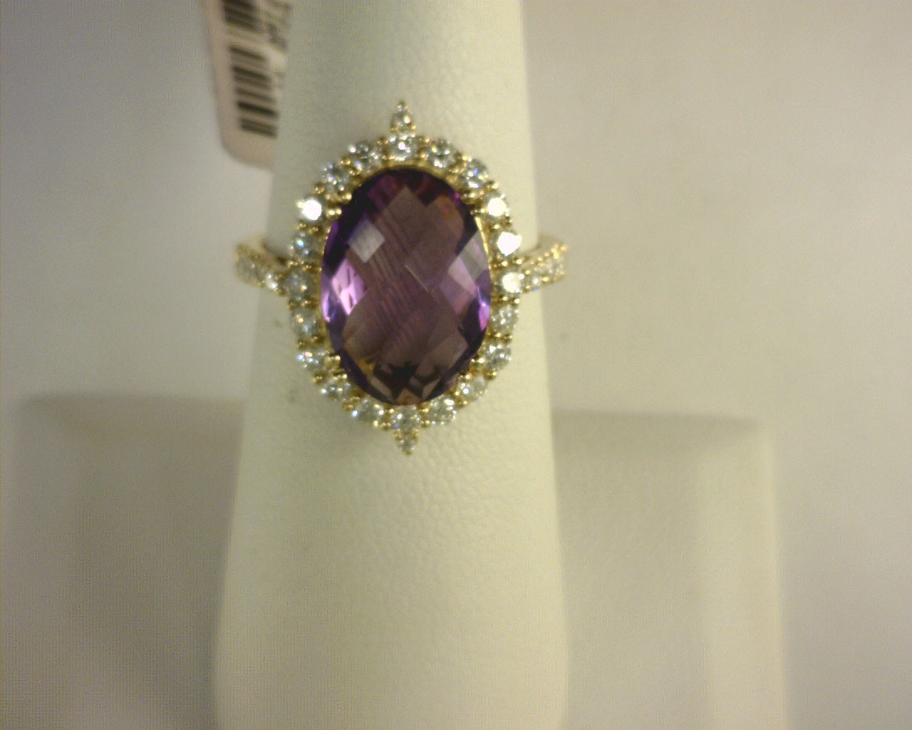 Diamond and Amethyst Ring 14K Yellow Gold .83ct Diam; 4.27ct Ameth