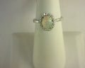 Opal and Diamond Ring 14K White Gold .18ct Diam; .85ct Op