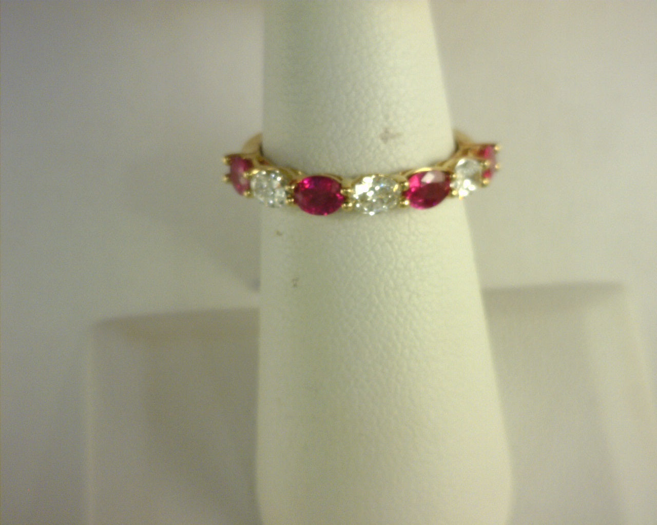Diamond and Ruby Ring 18K Yellow Gold .57ct Diam; .99ct R