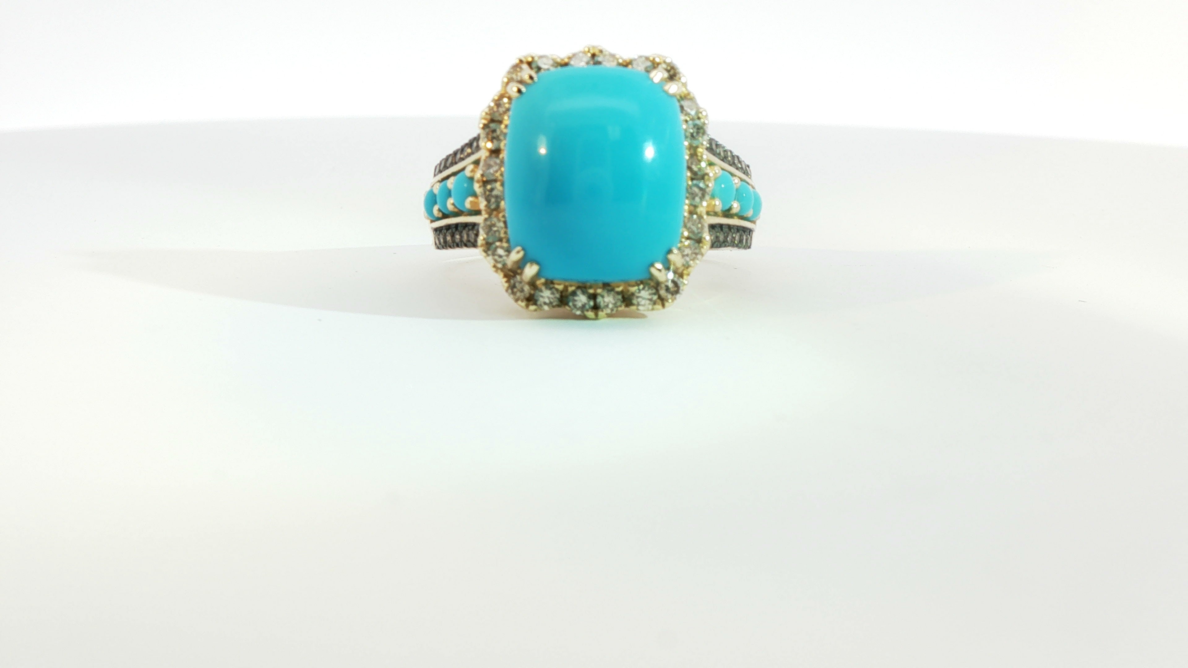 14 KT HONEY GOLD ROBBINS EGG BLUE TOPAZ TURQOUISE 4 3/4 CTS RING