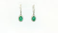 Diamond and Emerald Earrings .48ct Diamonds, .84ct Emeralds 14K White Gold
