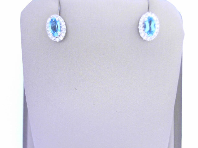 Diamond and Birthstone Earrings 10K White Gold