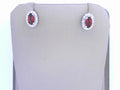 Diamond and Garnet Birthstone Earrings 10K White Gold