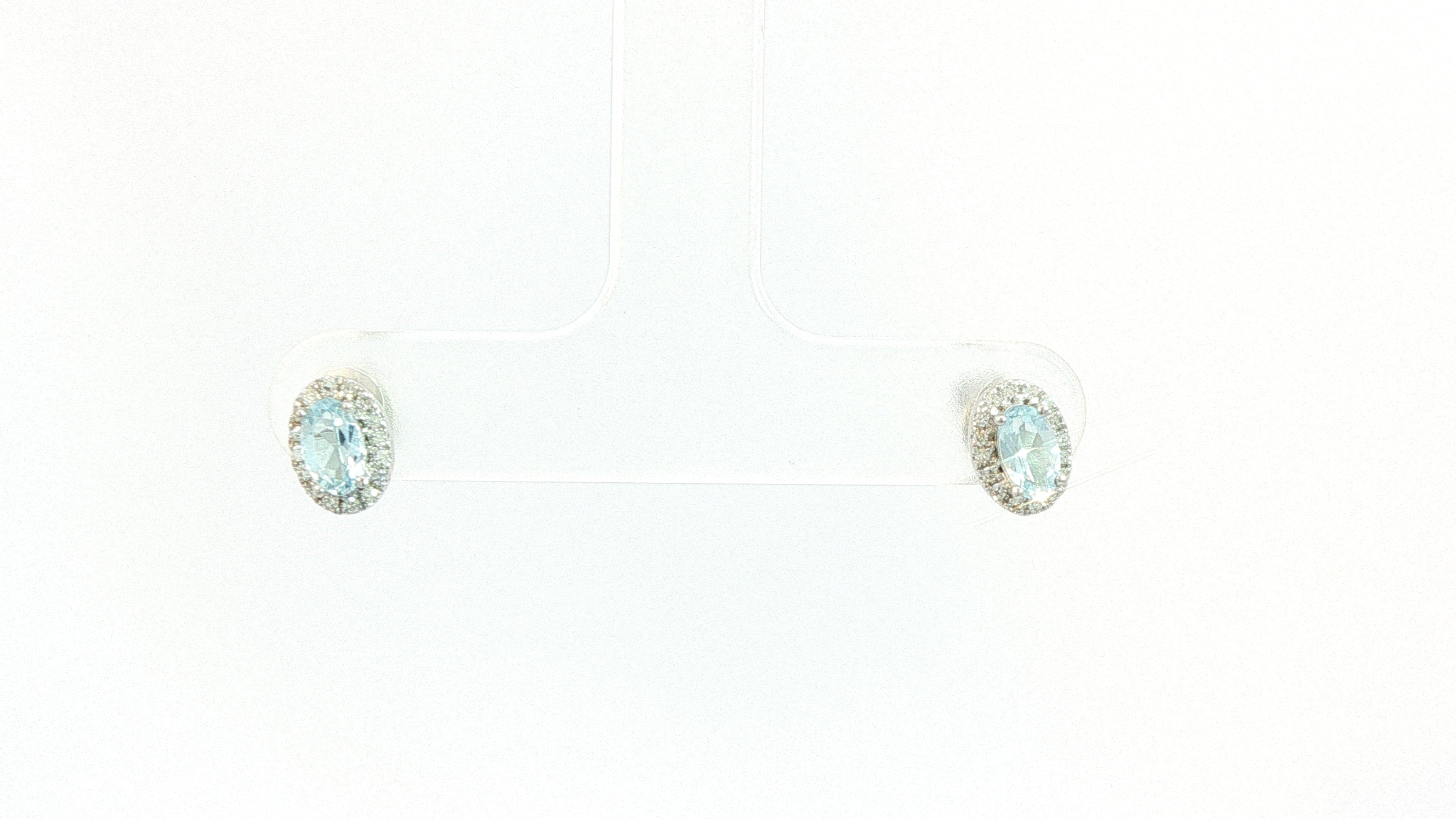 Diamond and Birthstone Earrings 10K White Gold