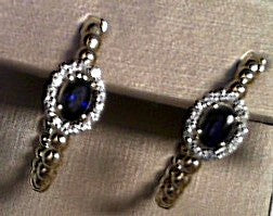 Heera Moti Diamond and Sapphire Earrings .16ctD, .73ctSAP 14K Yellow Gold