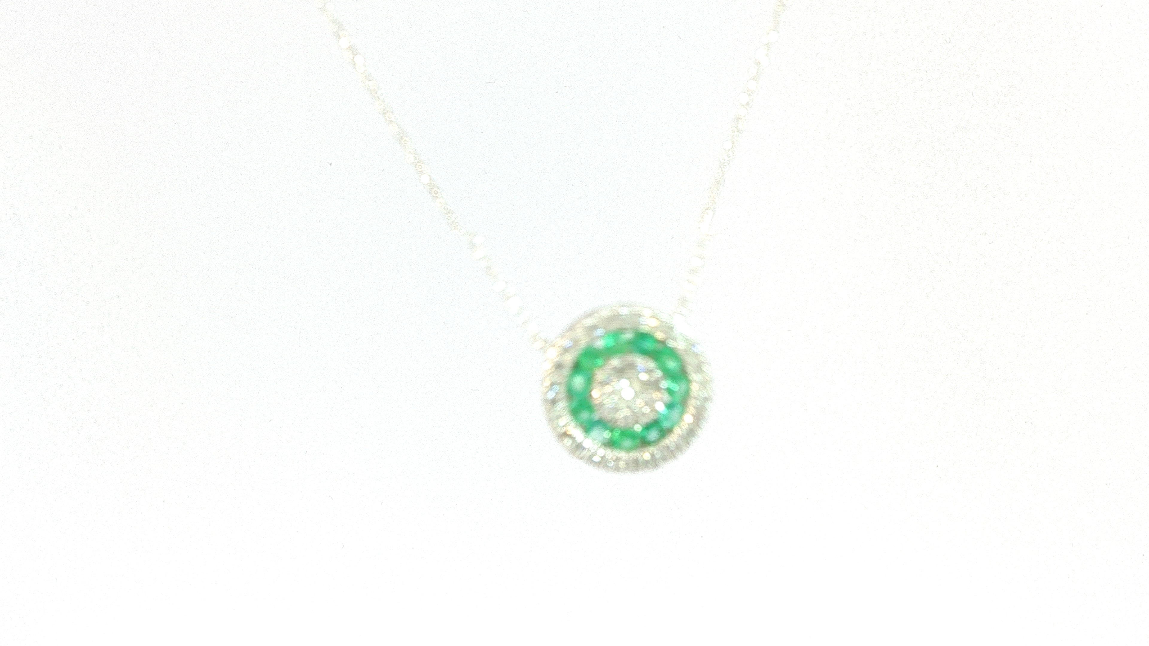 Diamond/Emerald Pendant .73ctw 14K White Gold