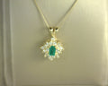 Diamond and Emerald Pendant 14K Yellow Gold <br>.36cttw D .27cttw Em