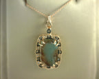 Le Vian® Pendant featuring 6 cts. Peacock Aquaprase™, 1/8 cts. Chocolate Diamonds®, 1/10 cts. Nude Diamonds™ set in 14K Strawberry Gold®