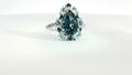 14K VANILLA GOLD DEEP SEA BLUE TOPAZ 2 1/3CTS  OCEAN BLUE TOPAZ 1.00 CTS BLUEBERRY SAPHIRE 1/6 CTS