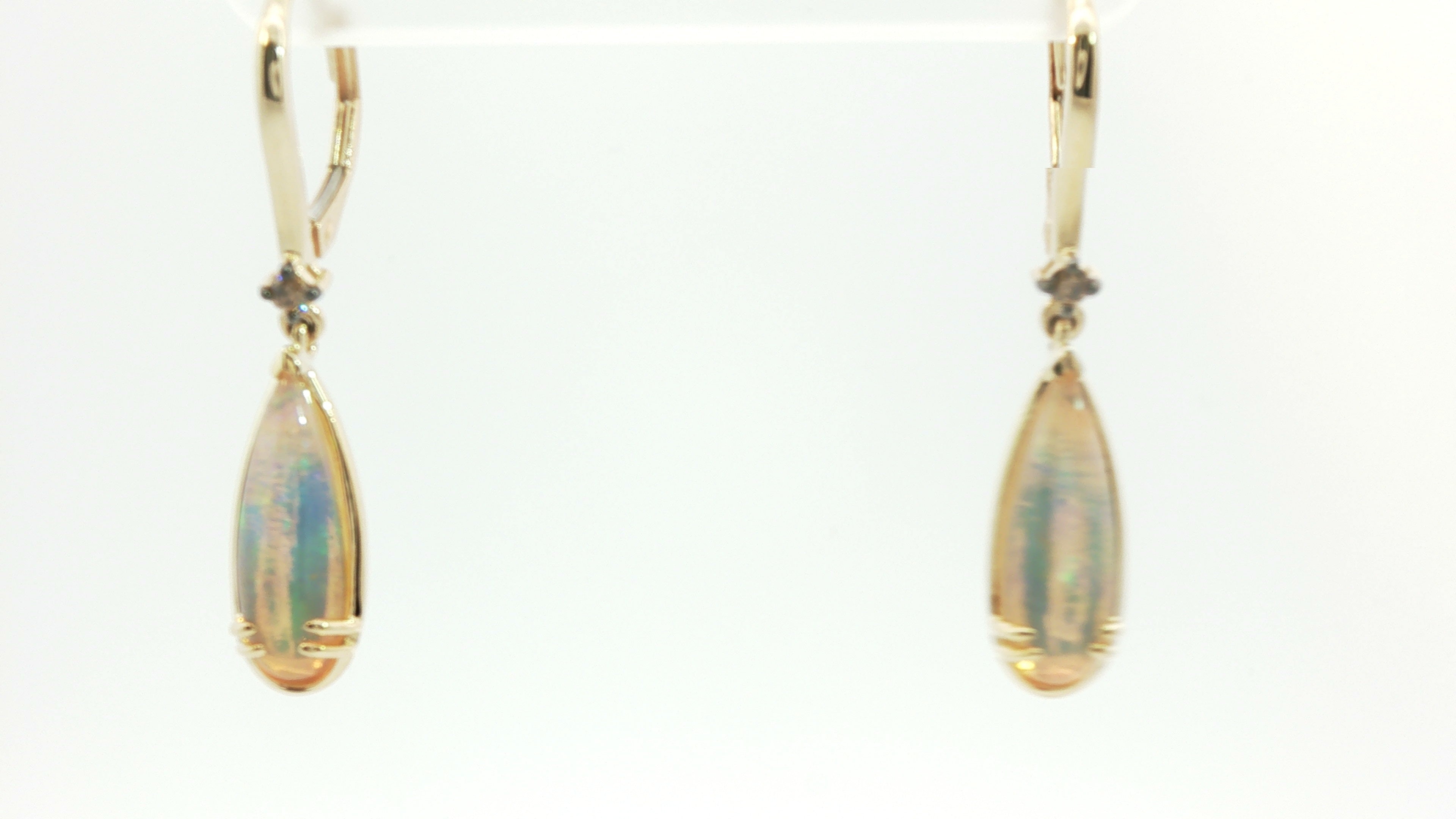 14K HONEY GOLD NEOPOLITAN OPAL DROP EARRINGS