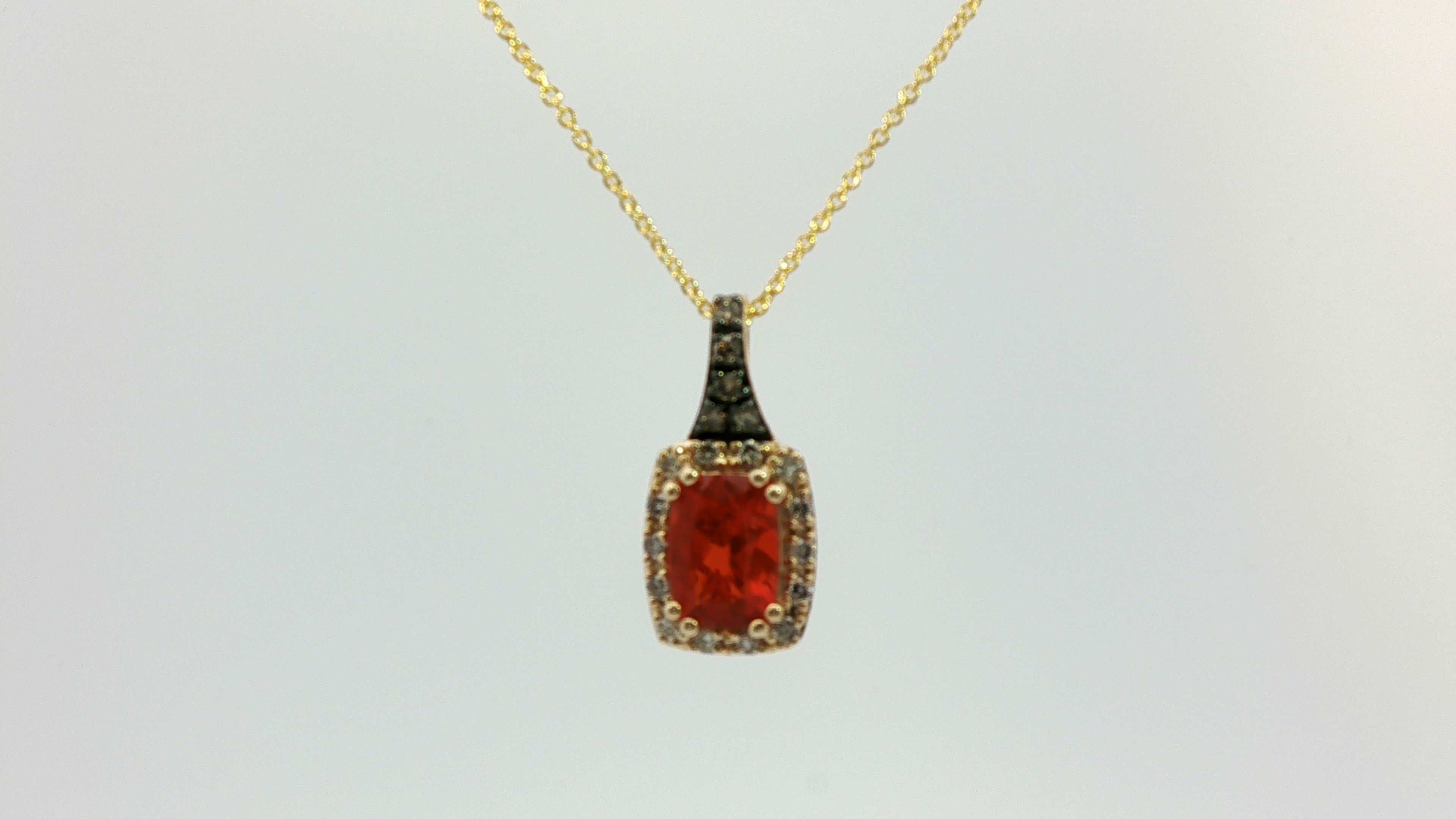 14K HONEY GOLD NEON TANGERINE FIER OPAL 1/2 CTS PENDANT
