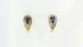 14K HONEY GOLD BLUEBERRY SAPPHIRE 1/2CTS EARRINGS WITH VANILLA DIAMONDS