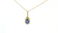 14K HONEY GOLD BLUEBERRY SAPPHIRE 1/2CTS PENDANT WITH VANILLA DIAMONDS