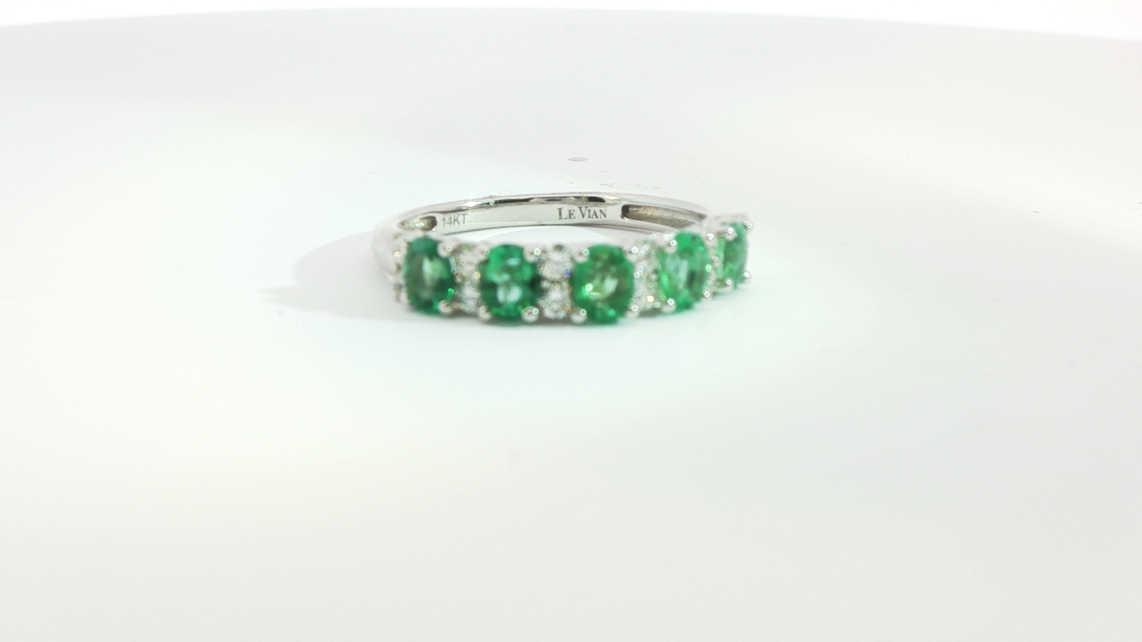 14K VANILLA GOLD COSTA SMERALDA EMERALDS 5/8CTS RING WITH DIAMONDS
