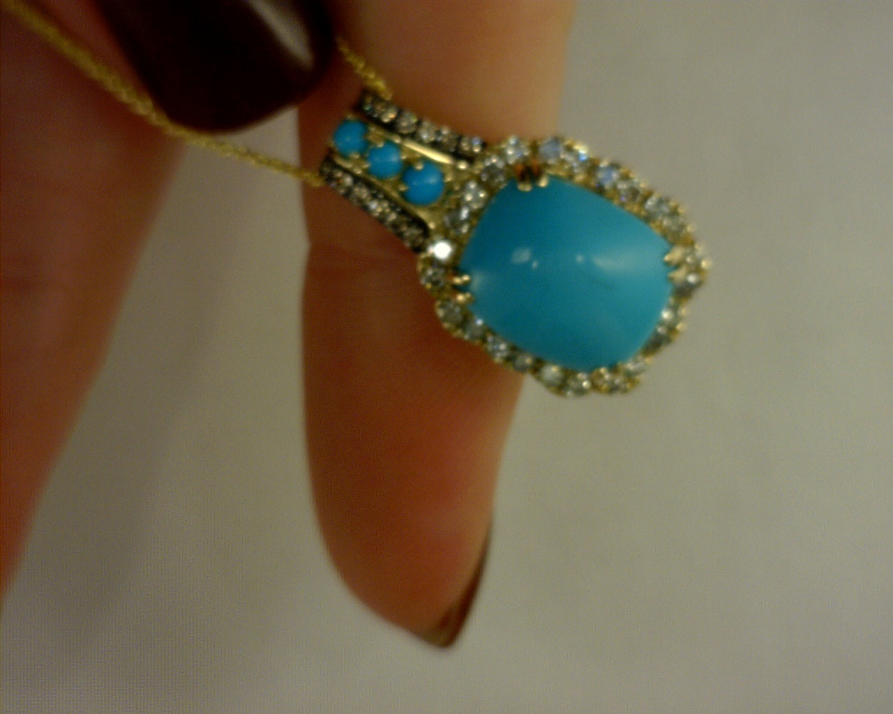 14K HONEY GOLD RONINS EGG BLUE TURQOUISE 4 5/8CTS