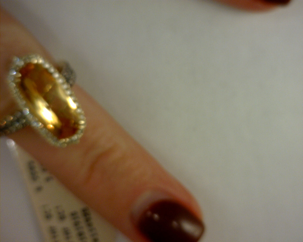 14KT HONEY GOLD 3 5/8 CINNAMON CITRINE , 1/4 NUDE DIAMONDS , 1/4 CHOCOLATE DIAMONDS