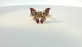 14kt strawberry gold  with 3/8cts strawberry ombre sapphires, 1/15 cts vanilla sapphire nude diamonds