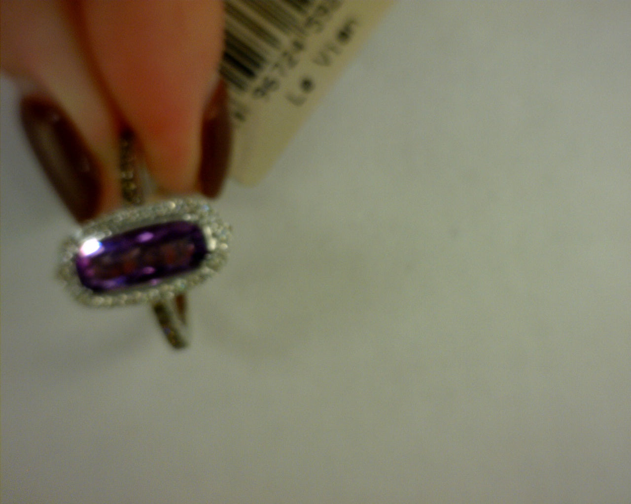 14 kt vanilla gold  1 5/8 grape amethyst with chocolate and nude diamonds