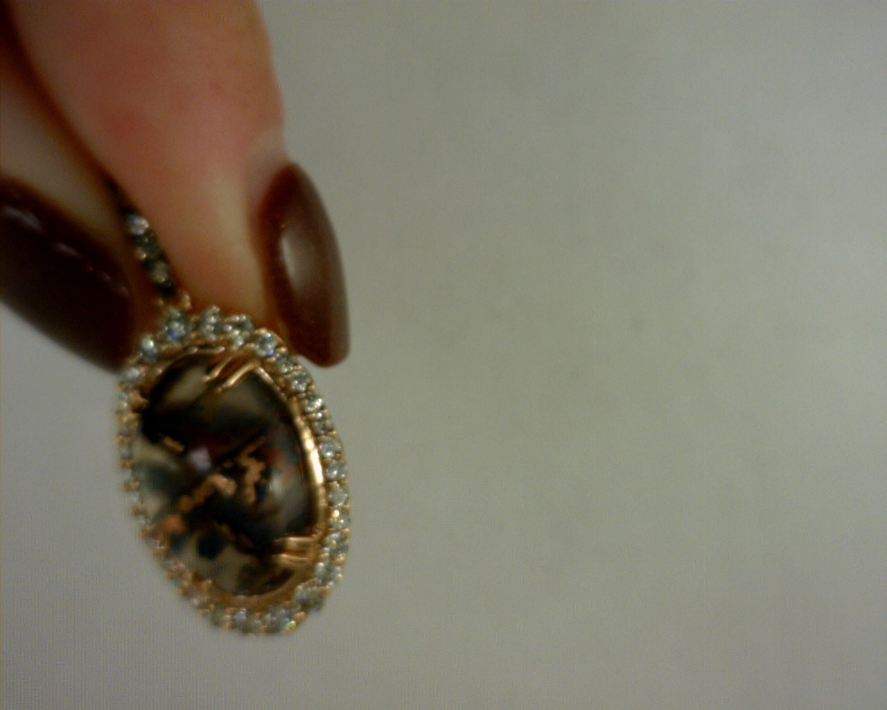 14kt strawberry gold with  chocolate aquadite 4 1/2 carat nude and chocolate diamonds