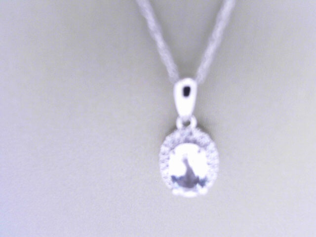 White Sapphire Birthstone Pendant 10K White Gold