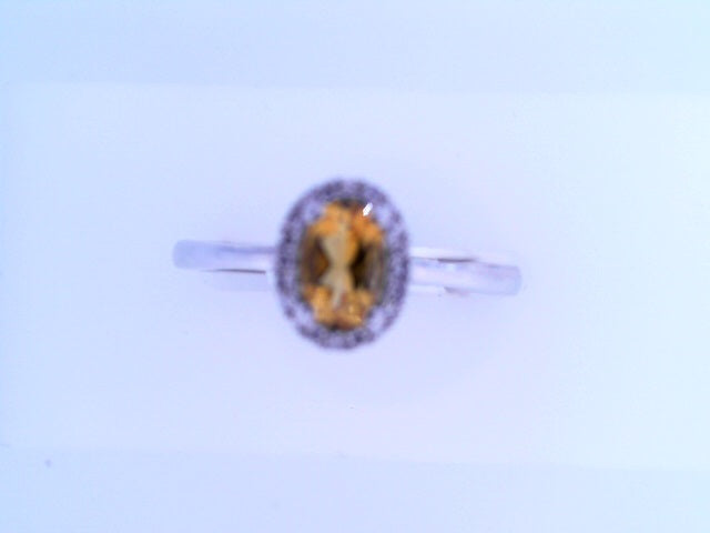 Diamond and Citrine Birthstone Rng 10K White Gold