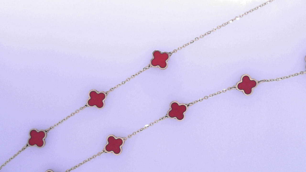 Luxury By Leonardo Red Necklace 14K Yellow Gold