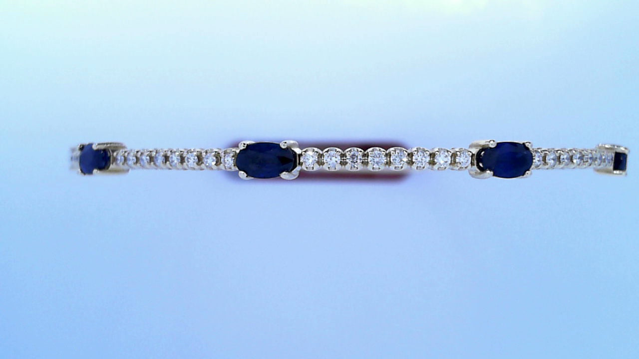 Diamond and Sapphire Bangle 1.95cttw 14KY<br>1.65ct Sapphire<br>.30ct Diamonds