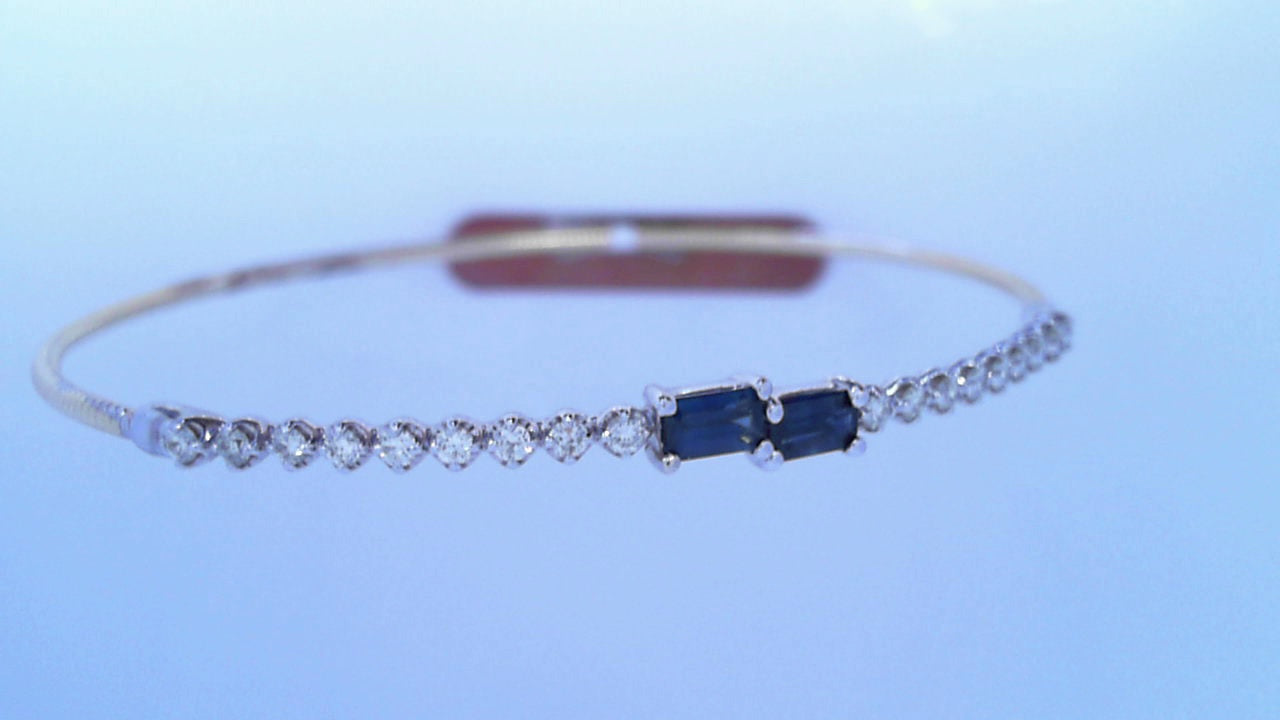 Diamond and Sapphire Bangle 1.0cttw 14K <br>.60ct Sapphire<br>.40ct Diamonds