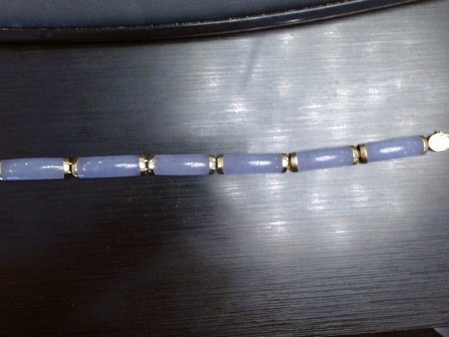 Purple Jade and 14k Yellow Gold Bracelet