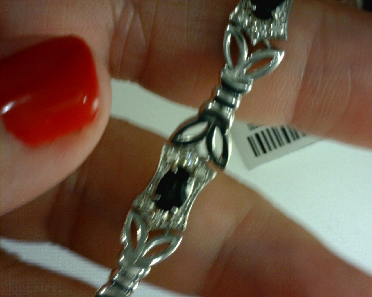 Lady's White 14 Karat Bracelet With 0.50Tw Round Diamonds And 6.00Tw Round Sapphires
