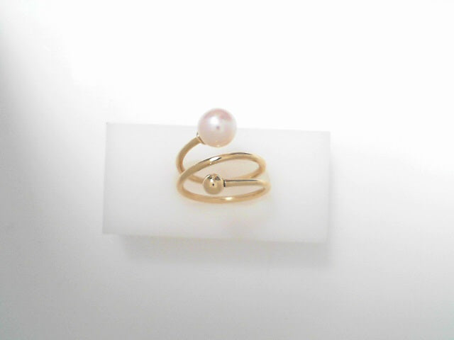Gabriel NY 14K Yellow Gold Bujukan Beads and Cultured Pearl Bypass Ring S1901969