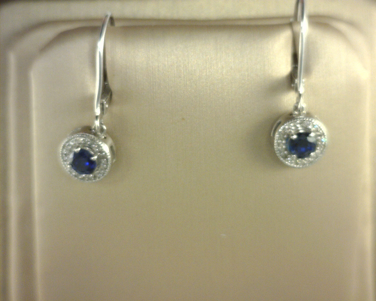 Diamond and Sapphire Earrings Sterling Silver