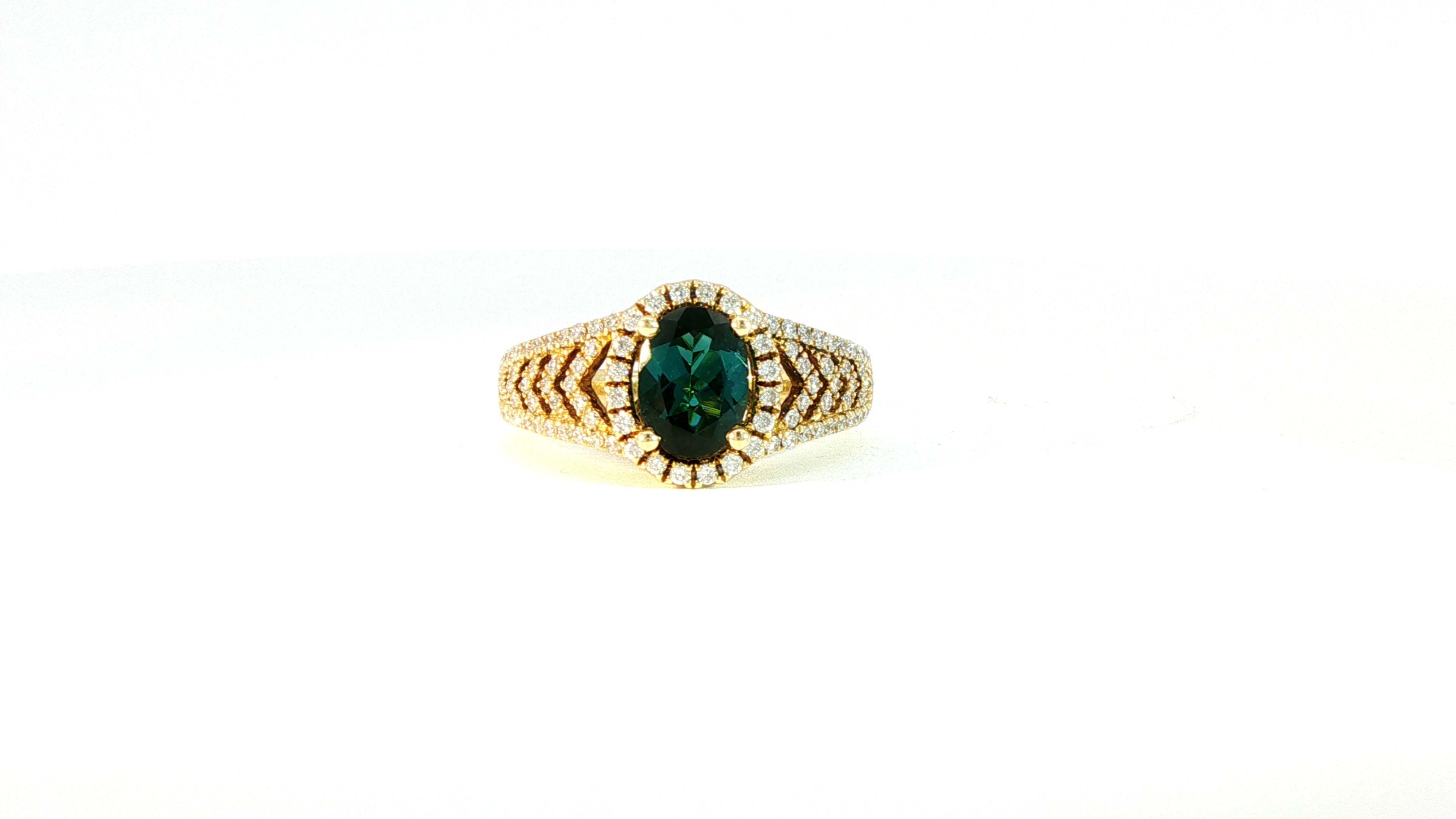 18kt Levian Diamond and Tourmaline ring .47ct Diam