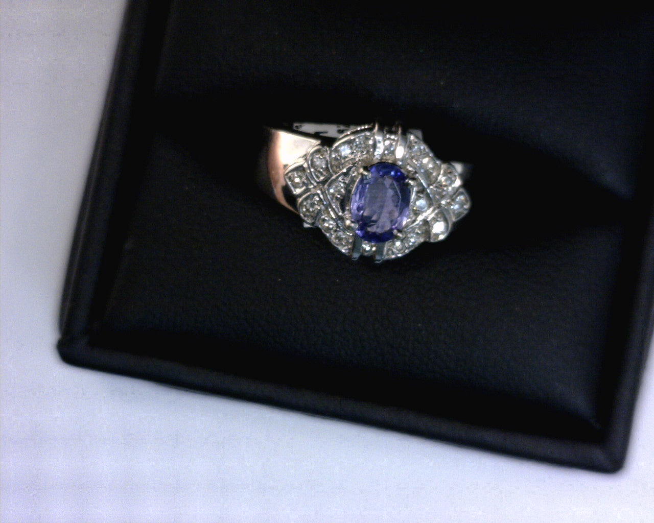 Lady's Fashion Ring- 14K White Gold Sapphire and Diamond Ring