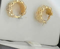14kt yellow gold wide milti bead hoop