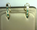 Diamond and Emerald Earrings 14K Yellow Gold<br>.22ct Diam; .312ctw EM