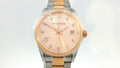 LADIES ROUND TWO TONED ROSE GOLD CASE WITH SALMON SUNRAY DIAL WITH DATE AND DIAMONDS