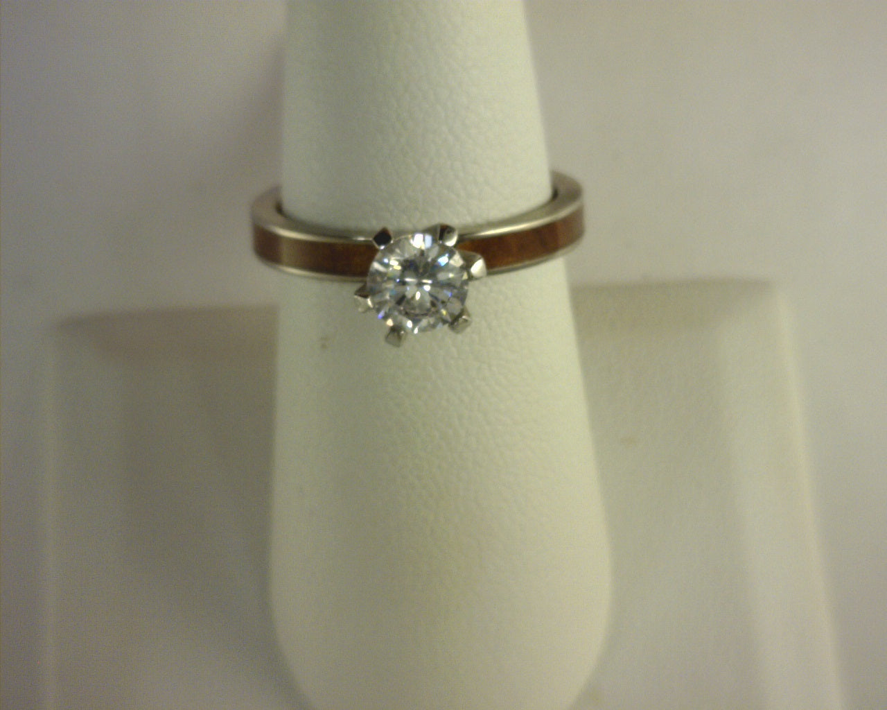 Steel Revolt 3mm whiskey barrel Engagement ring with CZ Center