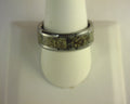 THORSTEN TARGARYEN Men’s Tungsten Wedding Band with Green Dinosaur Bone Inlay &amp; Beveled Edges