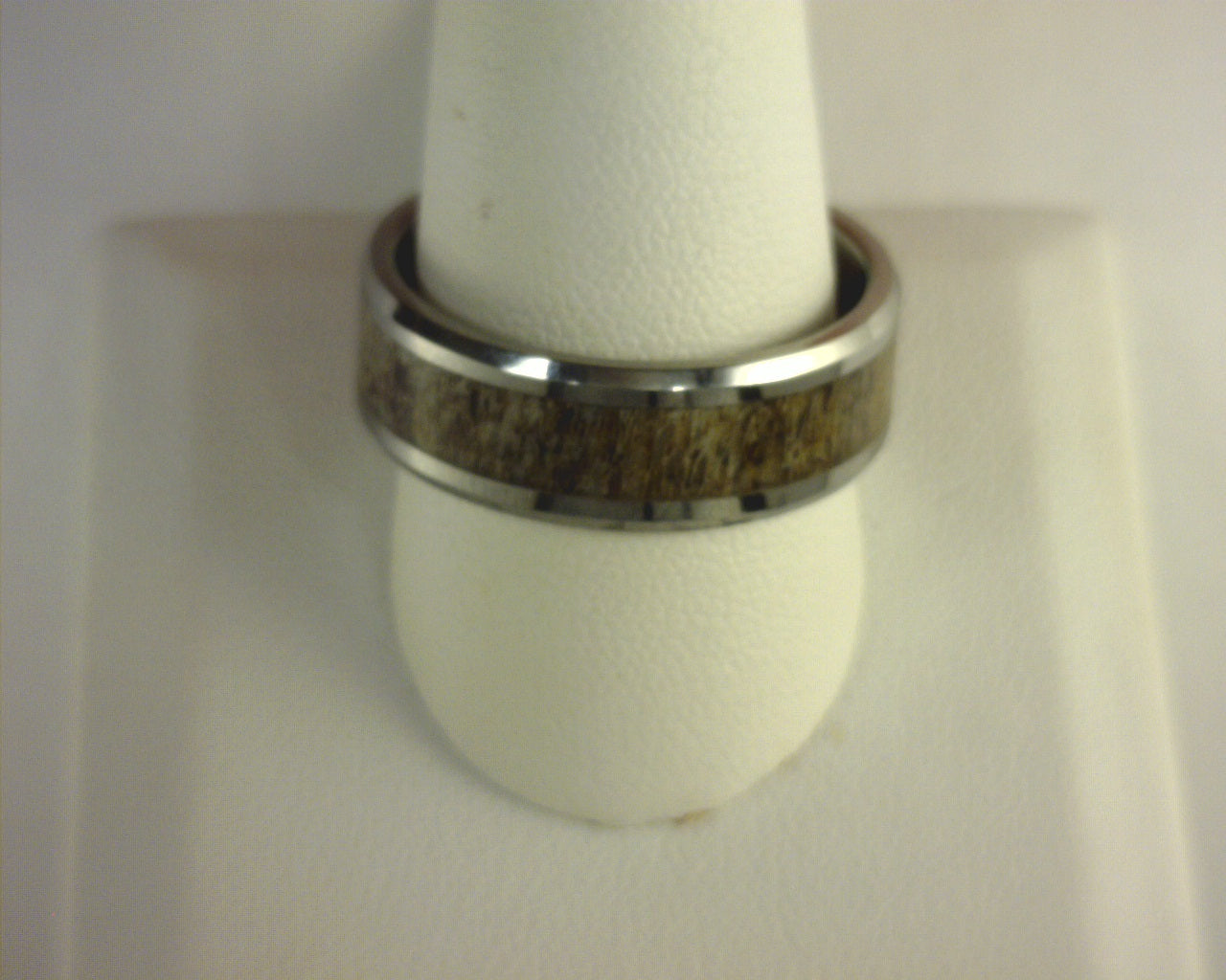 THORSTEN FAWN Beveled Tungsten Carbide Polished Men's Wedding Band with Dark Antler Inlay