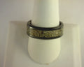 THORSTEN DROGON Light Green Dinosaur Bone Inlaid Black Ceramic Men’s Wedding Band with Polished Beveled Edges