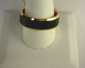 THORSTEN HAYDEN Rose Gold Plated Tungsten Polished Beveled Ring with Brushed Black Center