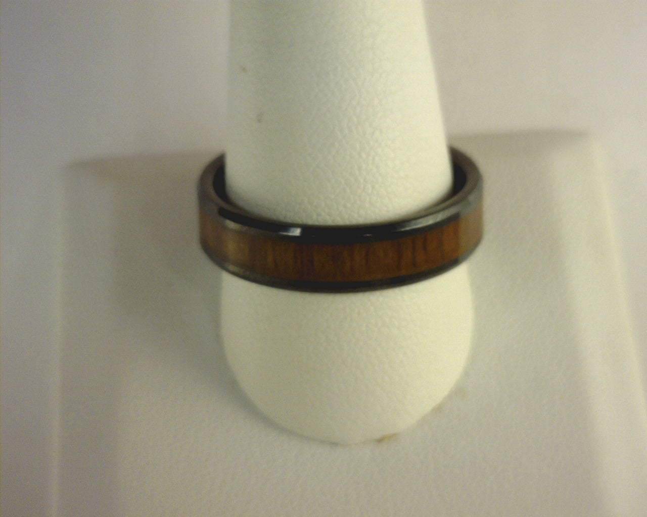 YUKON Beveled Black Ceramic Ring with Black Walnut Wood Inlay