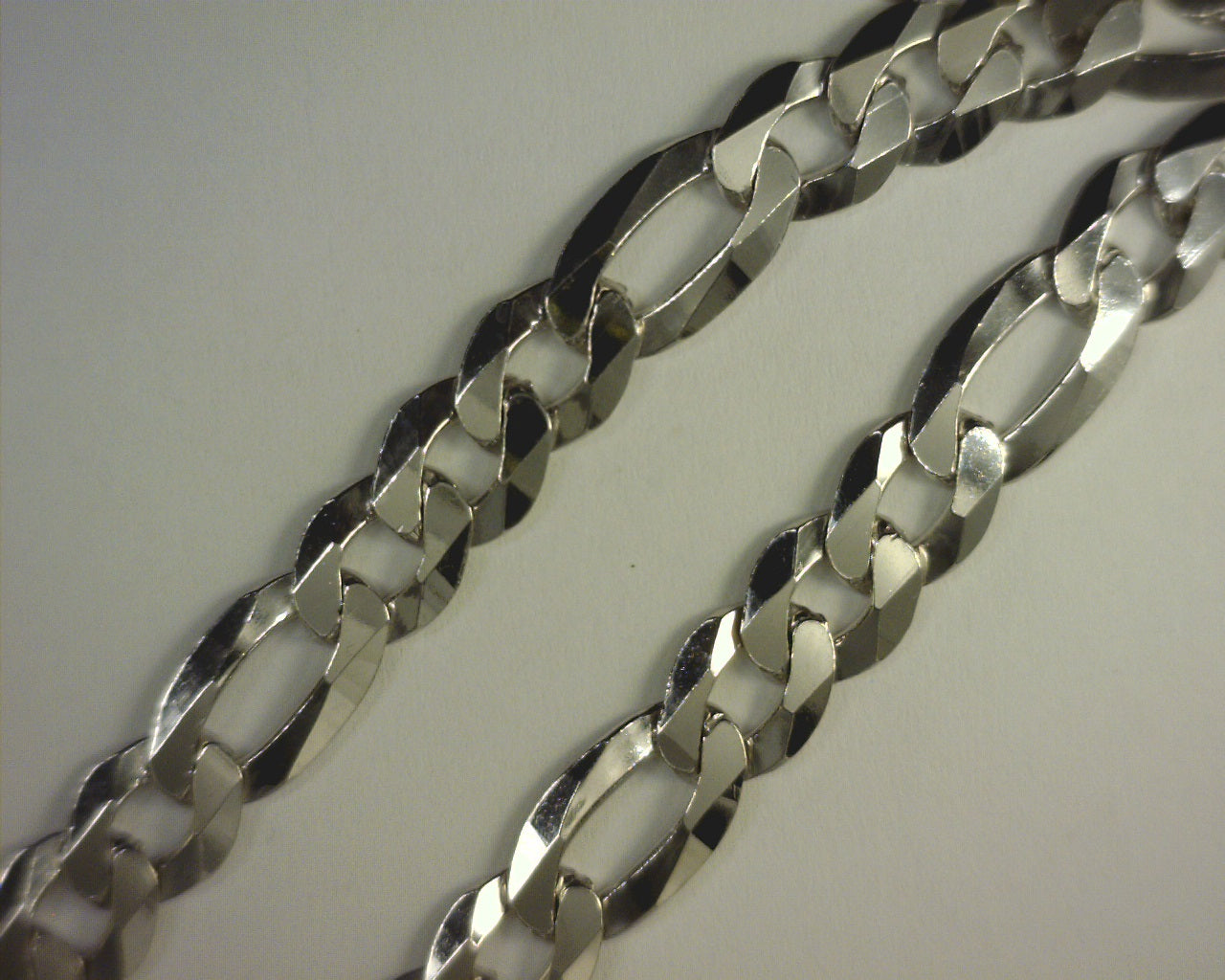 Figaro Chain 8.6mm Sterling Silver Rhodium Plated
