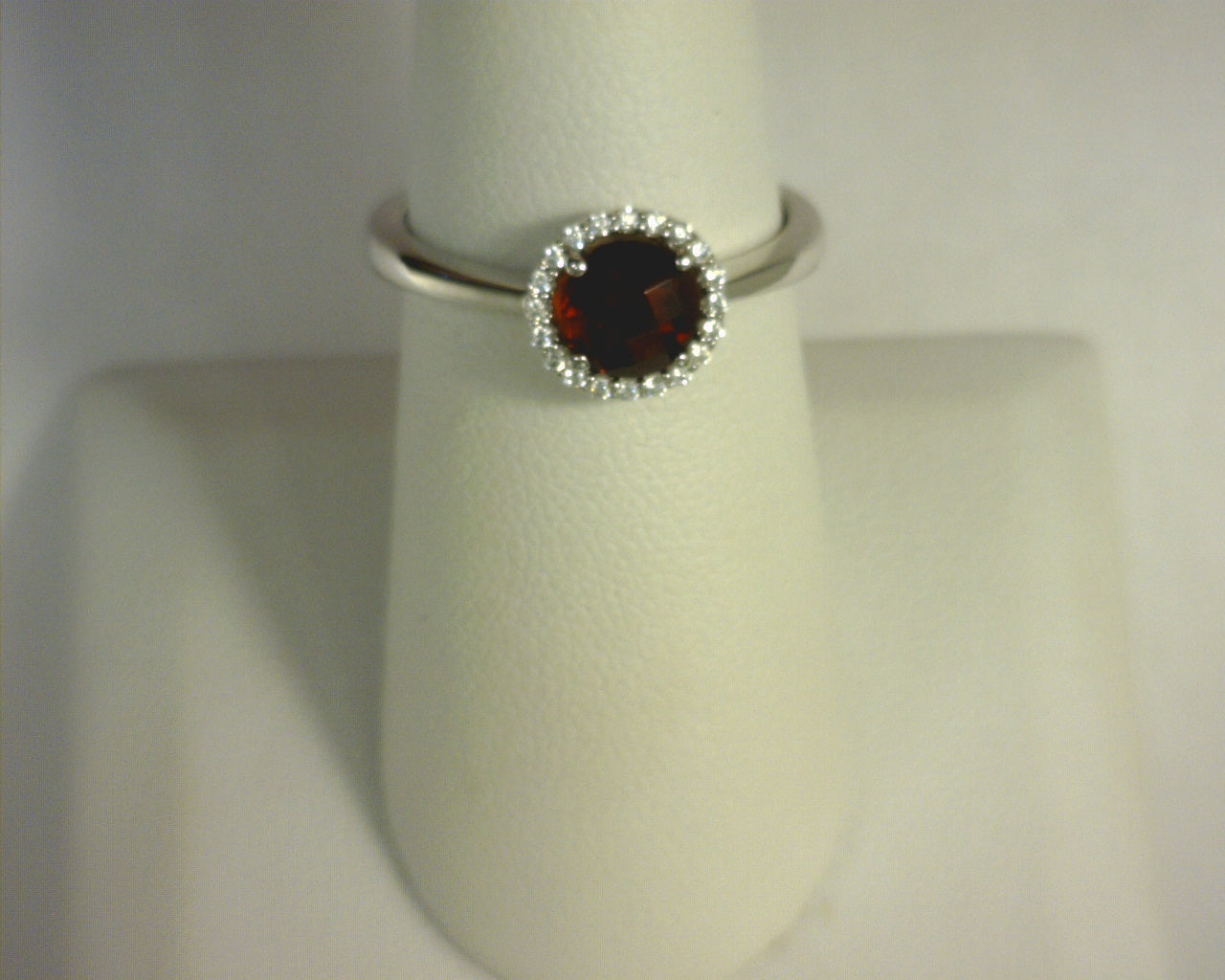 Lafonn Simulated Diamonds/Garnet Ring Sterling Silver