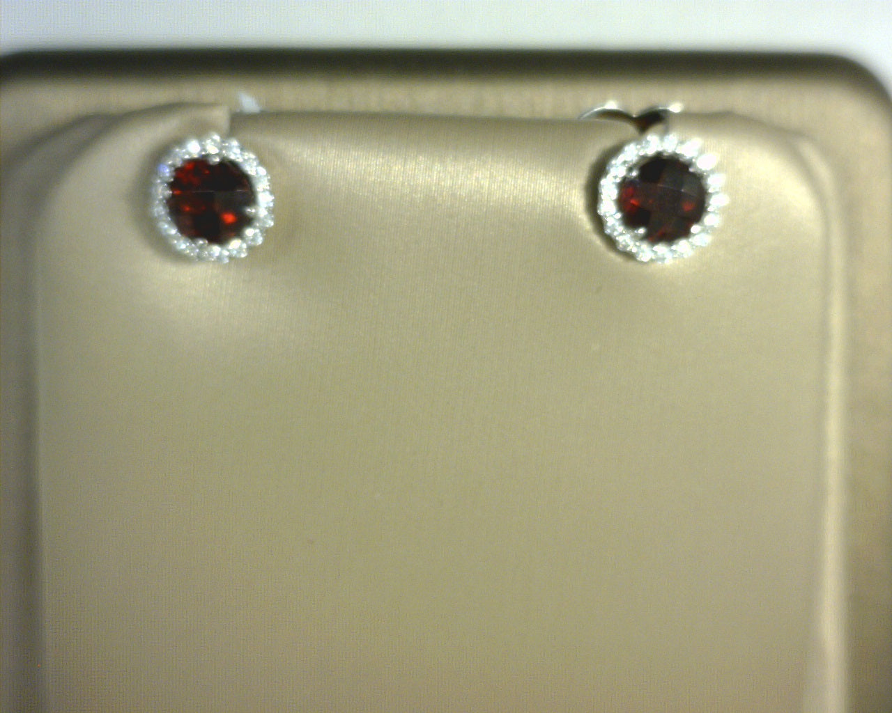 Lafonn Simulated Diamonds/Garnet Earrings Sterling Silver