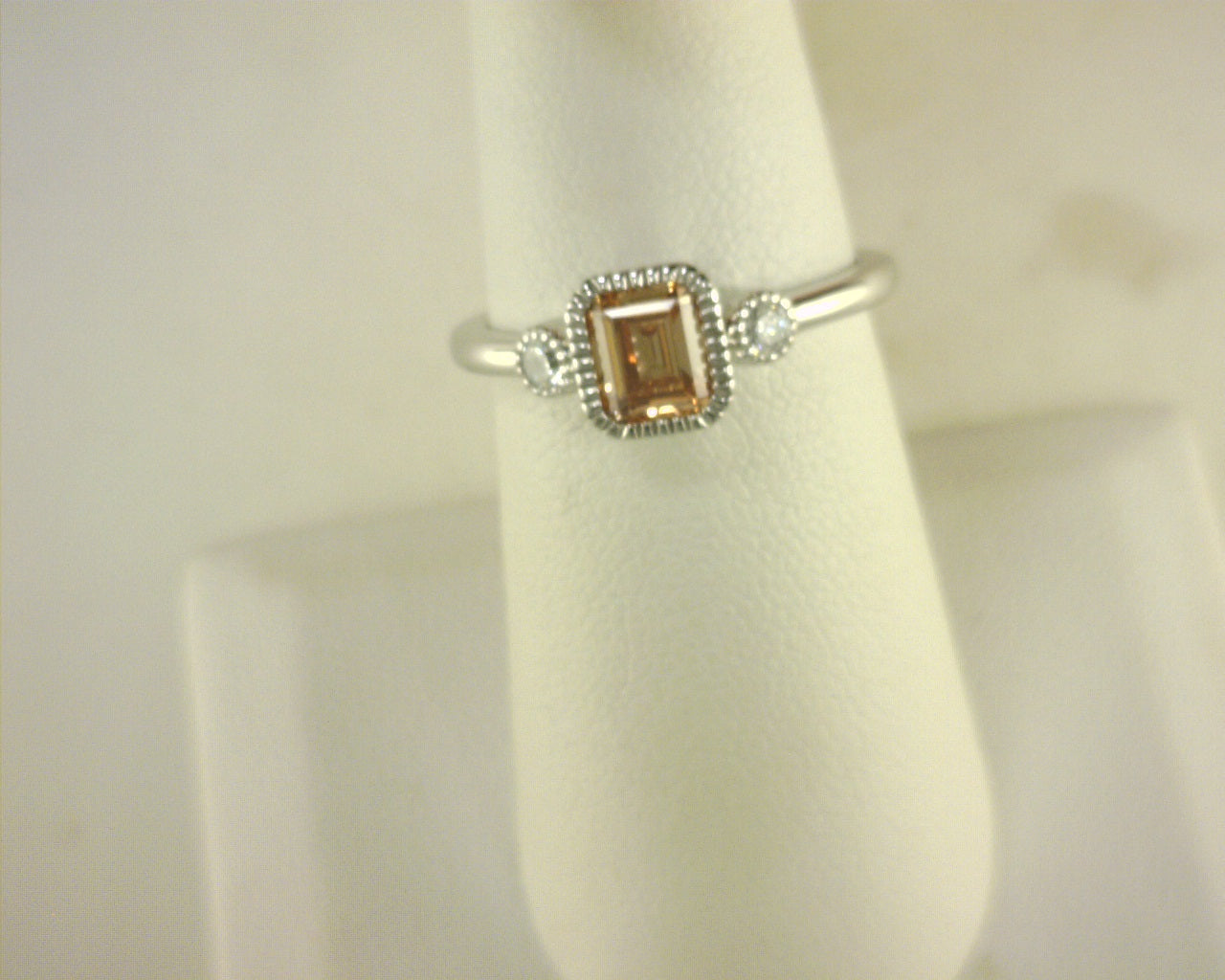 Lafonn Simulated Diamonds/Citrine Ring .98ctw Sterling Silver